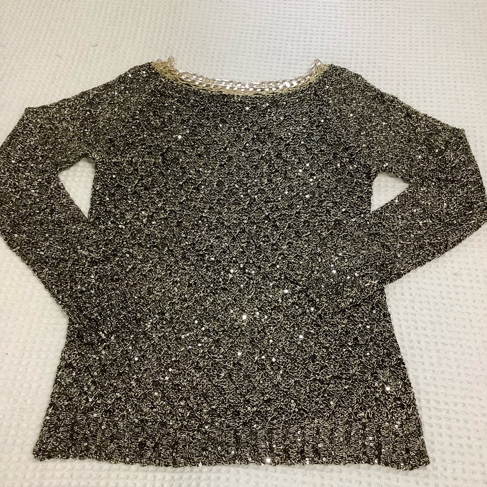 Vintage from 90’s gold and black crotchet blouse size L (W227)